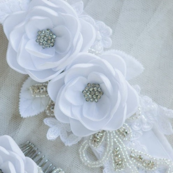 Bridal Flower Dress Sash. Bridal Gown Flower Sash.